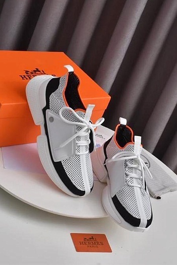 Мужские текстильные кроссовки Hermes Expert - White   