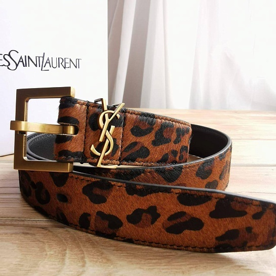 Кожаный ремень Yves Saint Laurent (ширина 3 см, длина 80 / 85 см)