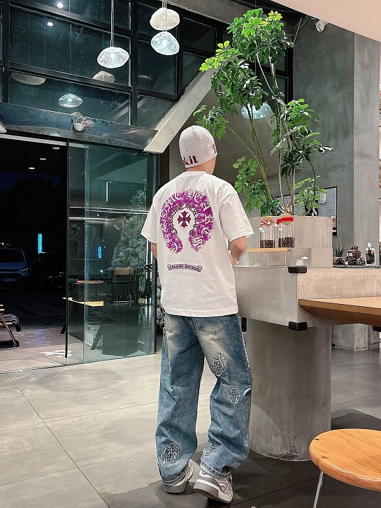 Белая оверсайз футболка Chrome Hearts premium