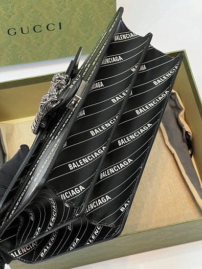 Женская сумка Gucci x Balenciaga Dionysus The Hacker Project Premium 28x17x10 см - Black   