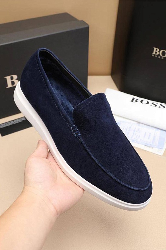 Замшевые лоферы с мехом Hugo Boss