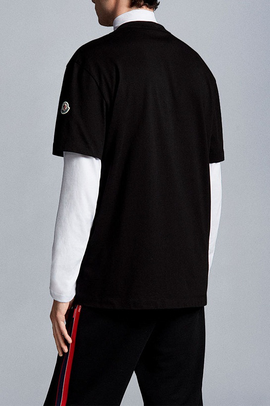 Чёрная оверсайз футболка Moncler Checked logo-print
