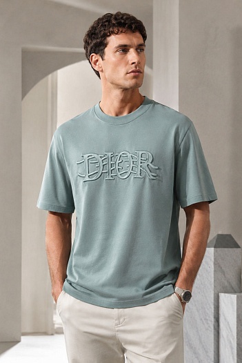 Светло-зелёная оверсайз футболка Dior logo embossed   
