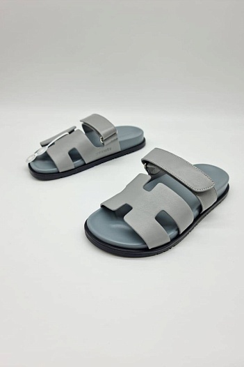 Женские кожаные сандалии Hermes Chypre - Grey   