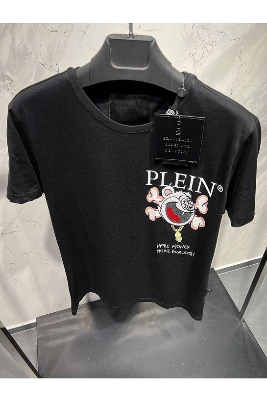 Чёрная футболка Philipp Plein more money more problems