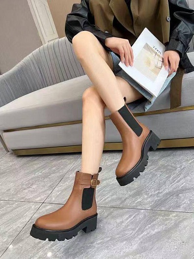 Женские кожаные сапоги Celine premium - Brown   