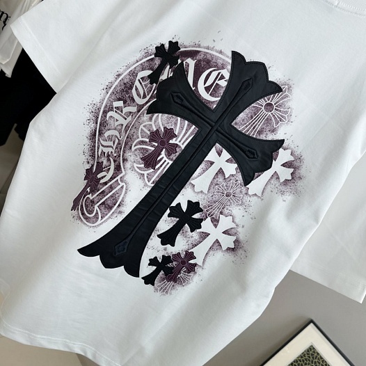 Белая оверсайз футболка Chrome Hearts Premium   