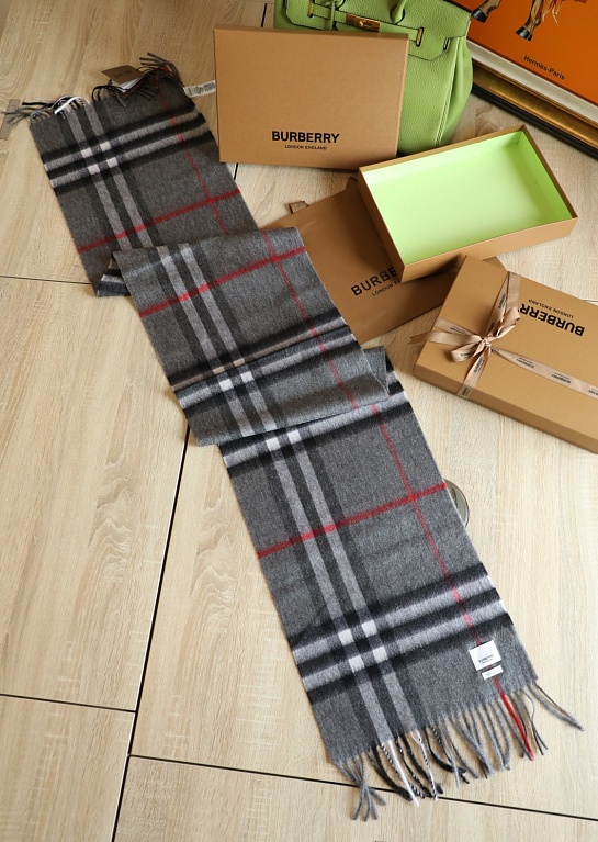 Шарф Burberry Check premium 168x30 см - Grey