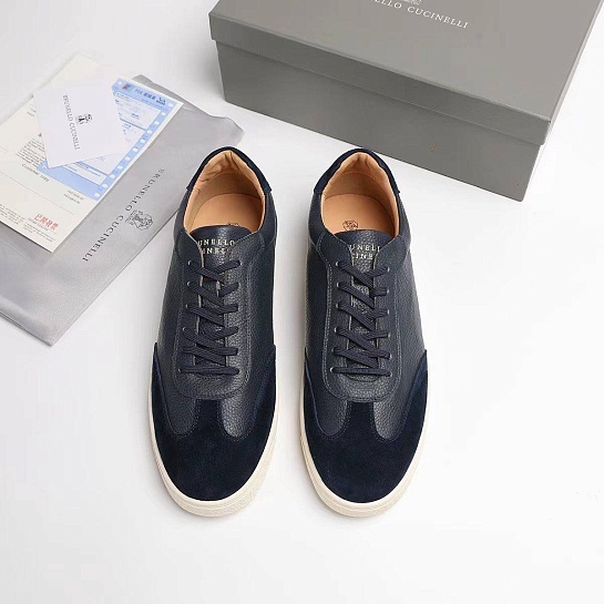 Комбинированные кроссовки Brunello Cucinelli logo-print - Navy