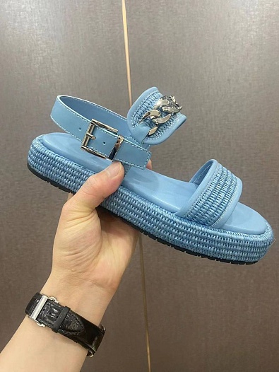 Женские сандалии Prada синего цвета   