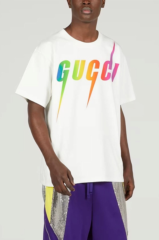 Мужская белая футболка Gucci Blade logo-print