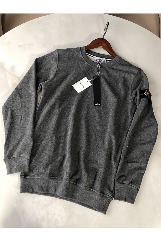 Мужской серый свитшот Stone Island с патчем на плече
