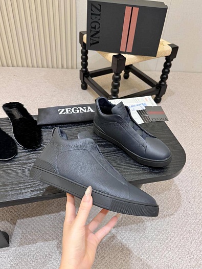 Кроссовки с мехом Ermenegildo Zegna Triple Stitch high-top   