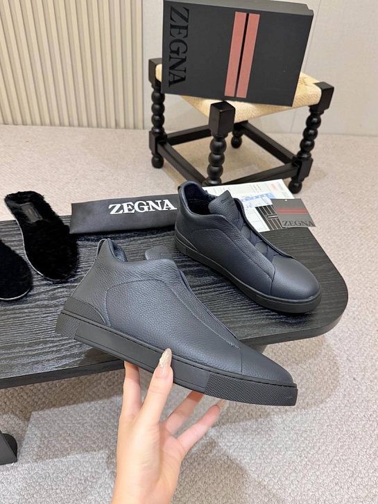Кроссовки с мехом Ermenegildo Zegna Triple Stitch high-top