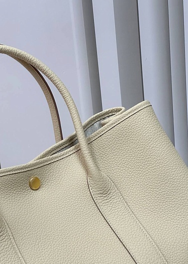 Женская кожаная сумка Hermes Garden Party Premium 36x26x17 см - Beige   