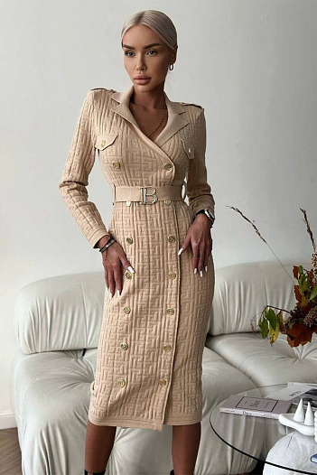 Женское бандажное платье с ремнем Balmain   