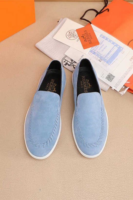 Мужские замшевые лоферы Hermes Julian - Blue