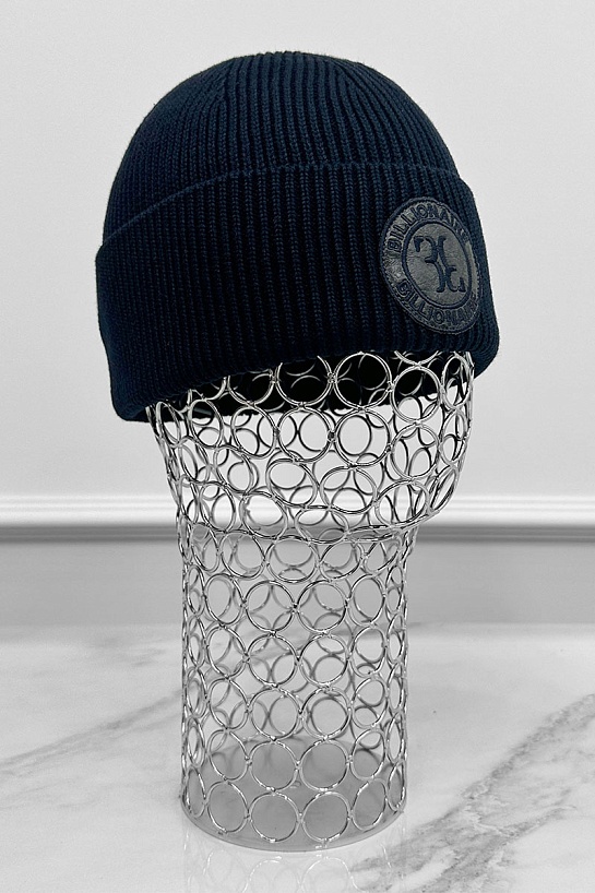 Мужская тёмно-синяя шапка Billionaire logo-patch