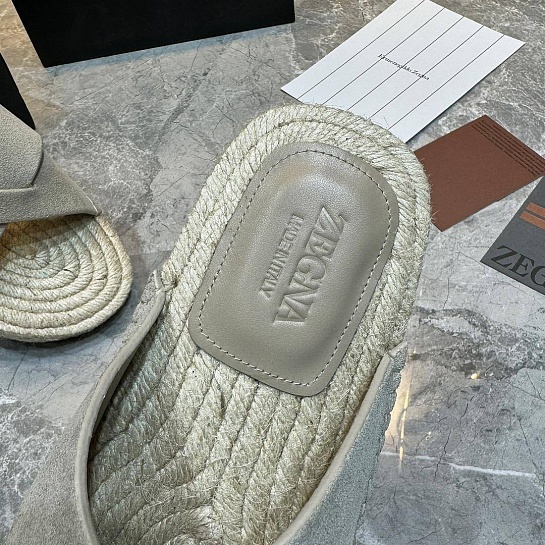 Мужские шлёпанцы Ermenegildo Zegna suede - Grey