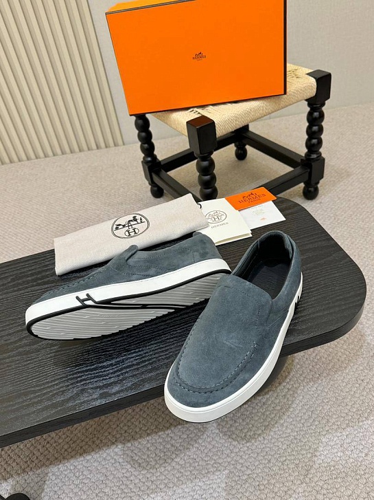 Мужские замшевые слипоны Hermes Kiddy - Grey