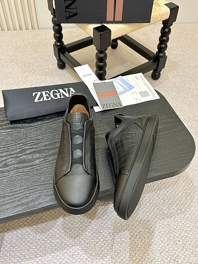 Мужские кроссовки Ermenegildo Zegna Triple Stitch Alligator - Black   