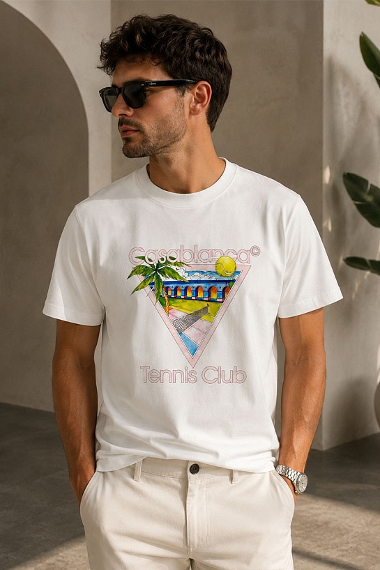 Мужская белая футболка Casablanca tennis club