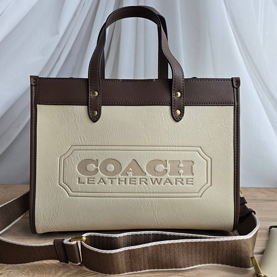 Женская кожаная сумка Coach Field Tote 29x22 см (4 расцветки)
