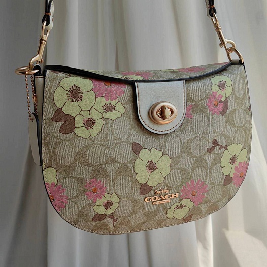 Кожаная сумка Coach Ella Floral 26x17 см   
