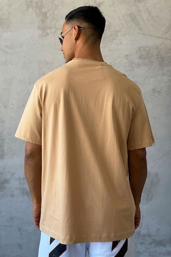 Бежевая оверсайз футболка Givenchy college logo-embroidered