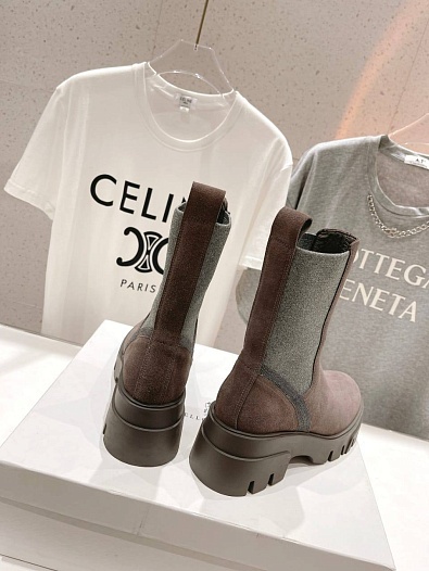 Женские замшевые ботинки Brunello Cucinelli Premium - Brown   