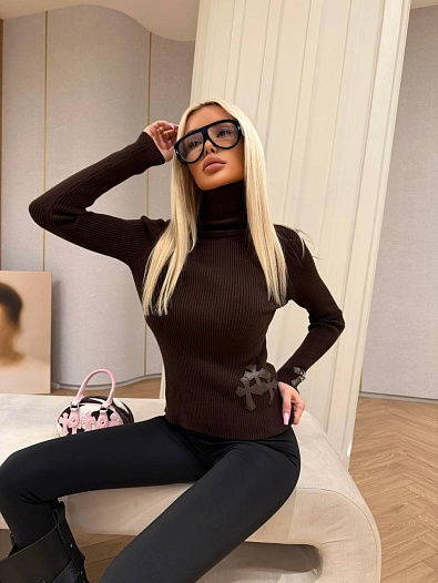 Женская мягкая водолазка Chrome Hearts premium - Brown   