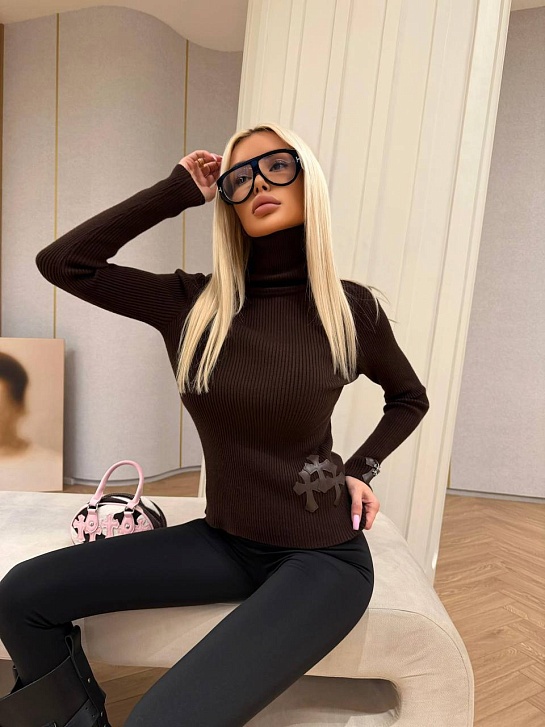 Женская мягкая водолазка Chrome Hearts premium - Brown