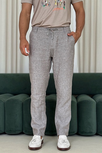 Льняные штаны серого цвета Loro Piana   