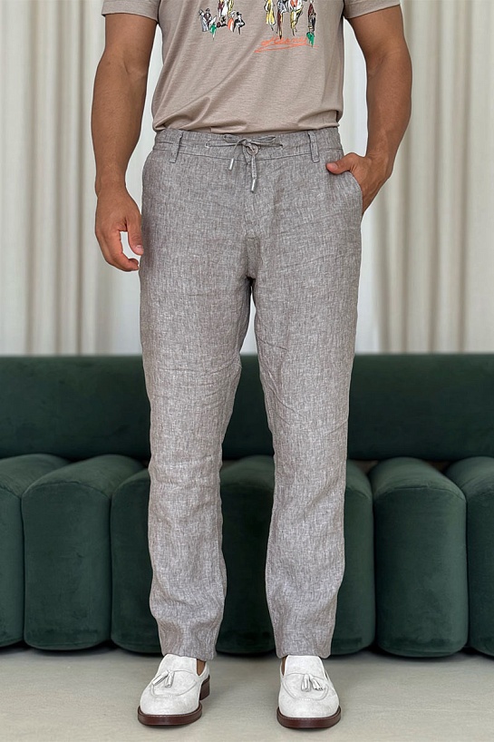 Льняные штаны серого цвета Loro Piana