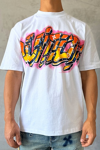 Брендовая мужская футболка Louis Vuitton graffiti print - White   