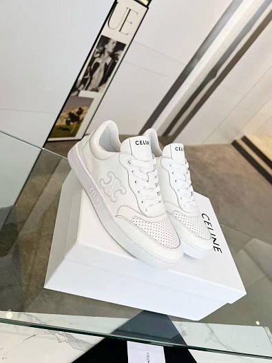 Женские кожаные кроссовки Celine Premium - White   