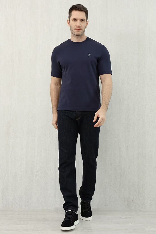 Мужская тёмно-синяя футболка Brunello Cucinelli Premium