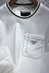 Белая оверсайз футболка Prada triangle logo chest pocket