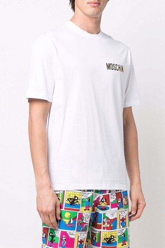 Белая мужская футболка Moschino
