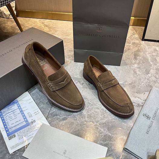 Мужские замшевые лоферы Brunello Cucinelli Premium   