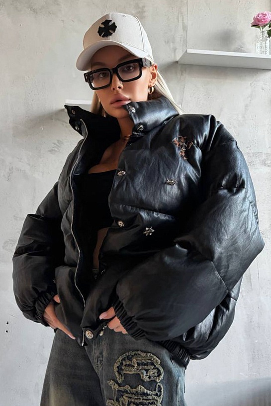 Женская чёрная куртка Chrome Hearts premium