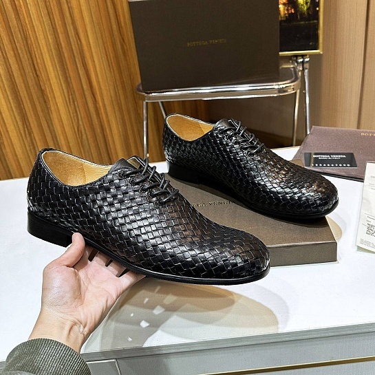 Мужские кожаные ботинки Bottega Veneta Intrecciato - Black