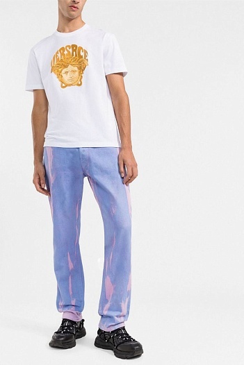 Мужская белая футболка Versace Medusa-embroidered   