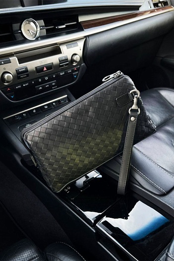 Кожаная барсетка Bottega Veneta Intrecciato 26x16 см   