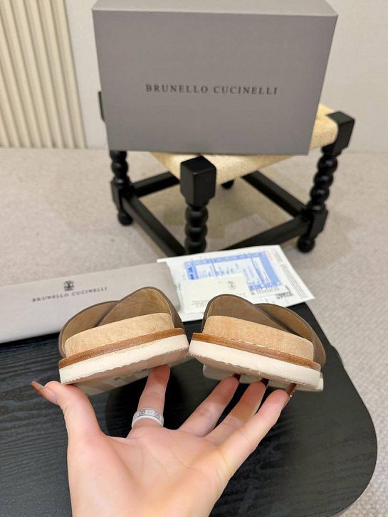 Замшевые шлёпанцы Brunello Cucinelli Crossover