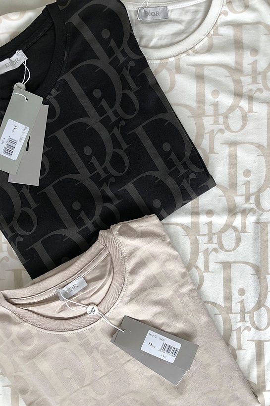 Чёрная мужская футболка Dior All-over Logo