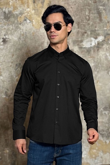 Мужская рубашка Loro Piana logo-embroidered - Black   