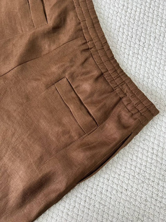 Льняные шорты коричневого цвета Zegna premium