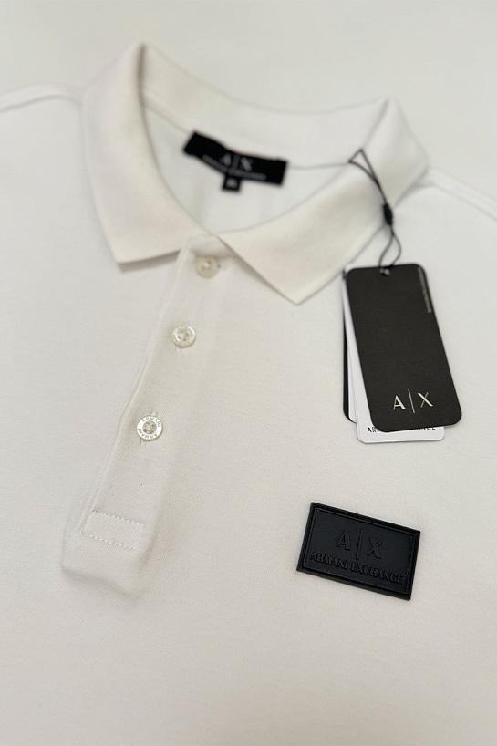 Мужское белое поло Armani Exchange rubber logo