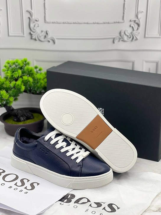 Кожаные кроссовки с мехом Hugo Boss